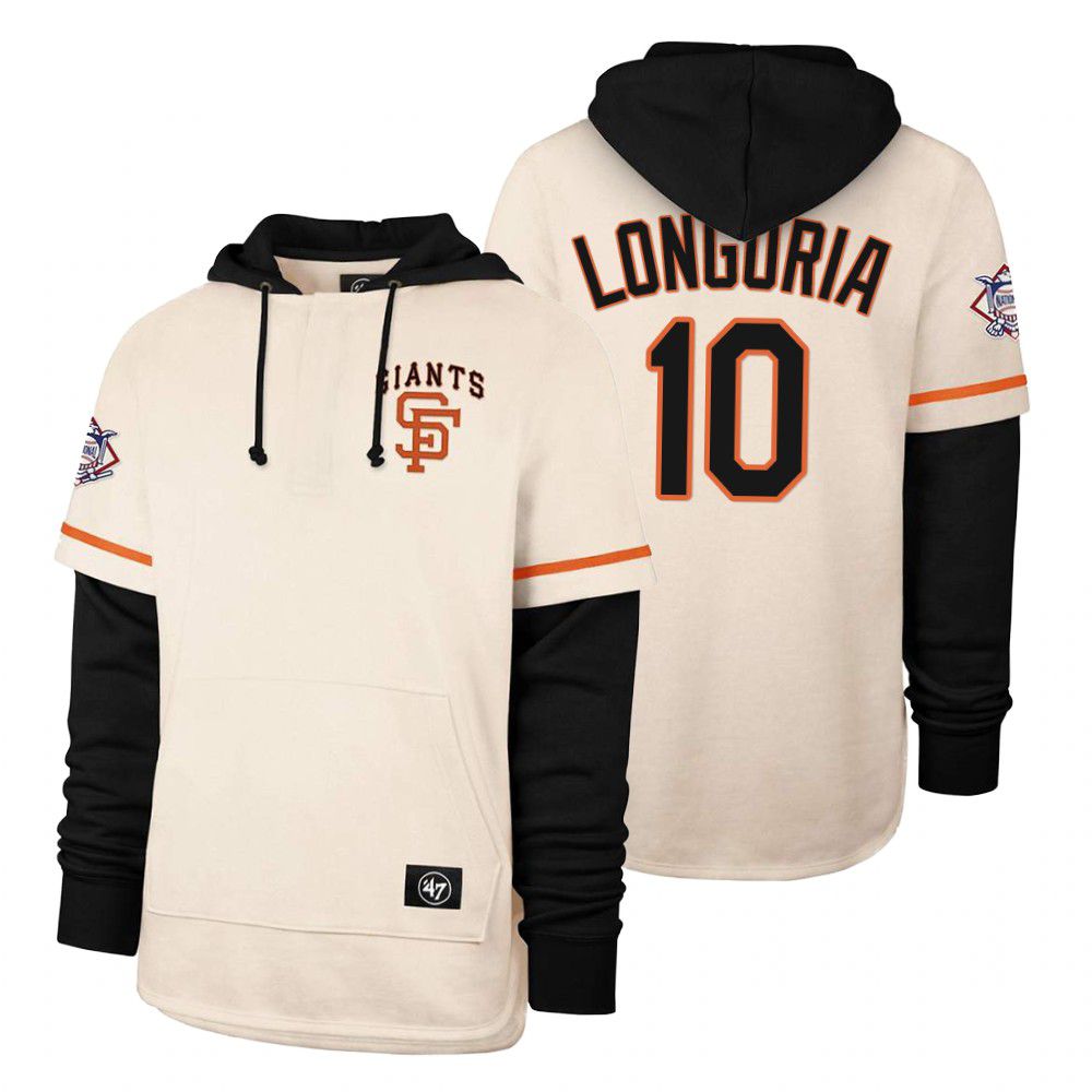 Men San Francisco Giants #10 Longoria Cream 2021 Pullover Hoodie MLB Jersey->customized mlb jersey->Custom Jersey